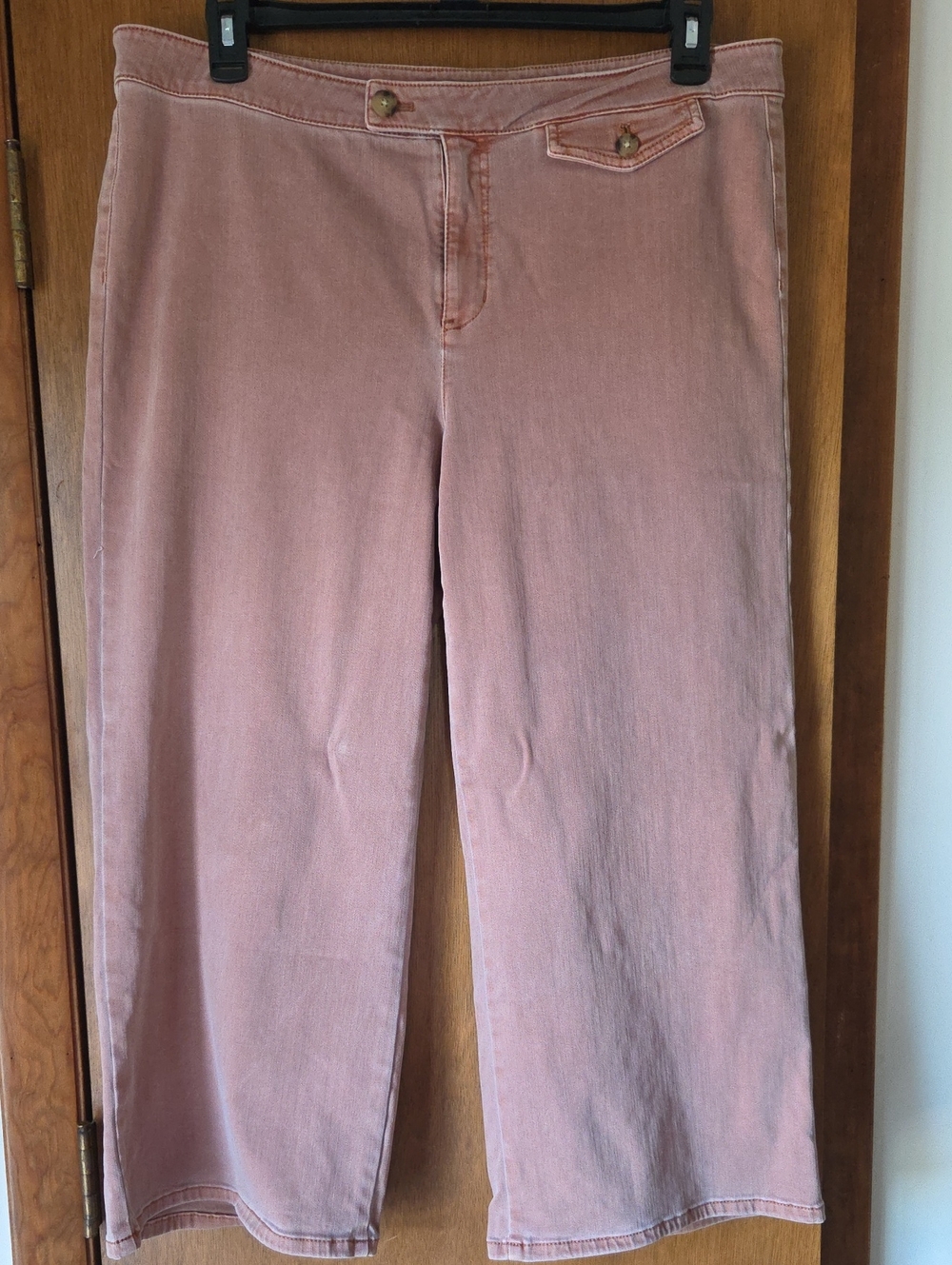 J.Jill Wide-Leg Tab-Waist Denim Crops, Size 16